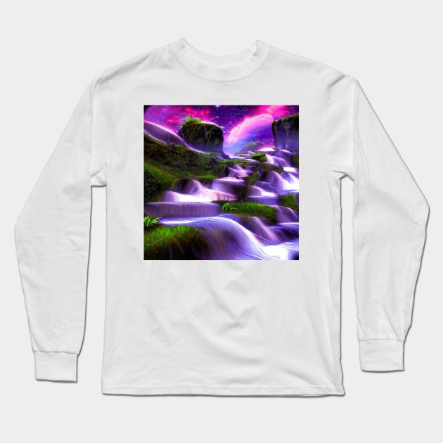 Fantasy of Flowing Water Long Sleeve T-Shirt by D3monic